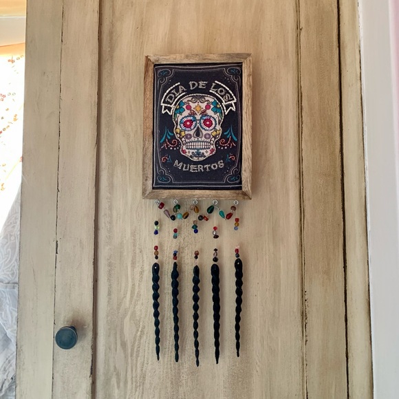 Day Of The Dead Skull Dia De Los Muertos Beaded Halloween Hanging Wall Art - Picture 9 of 17